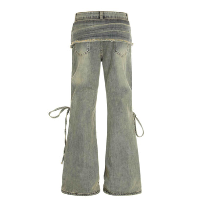 Curtain splicing micro flared jeans for women | MuddyStock Originals