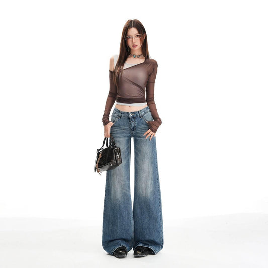 Women's Washed Low Waist Wide Leg Jeans | MuddyStock Originals