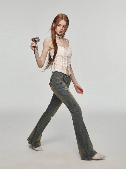 Vintage Washed Distressed Straight Leg Jeans MuddyStock
