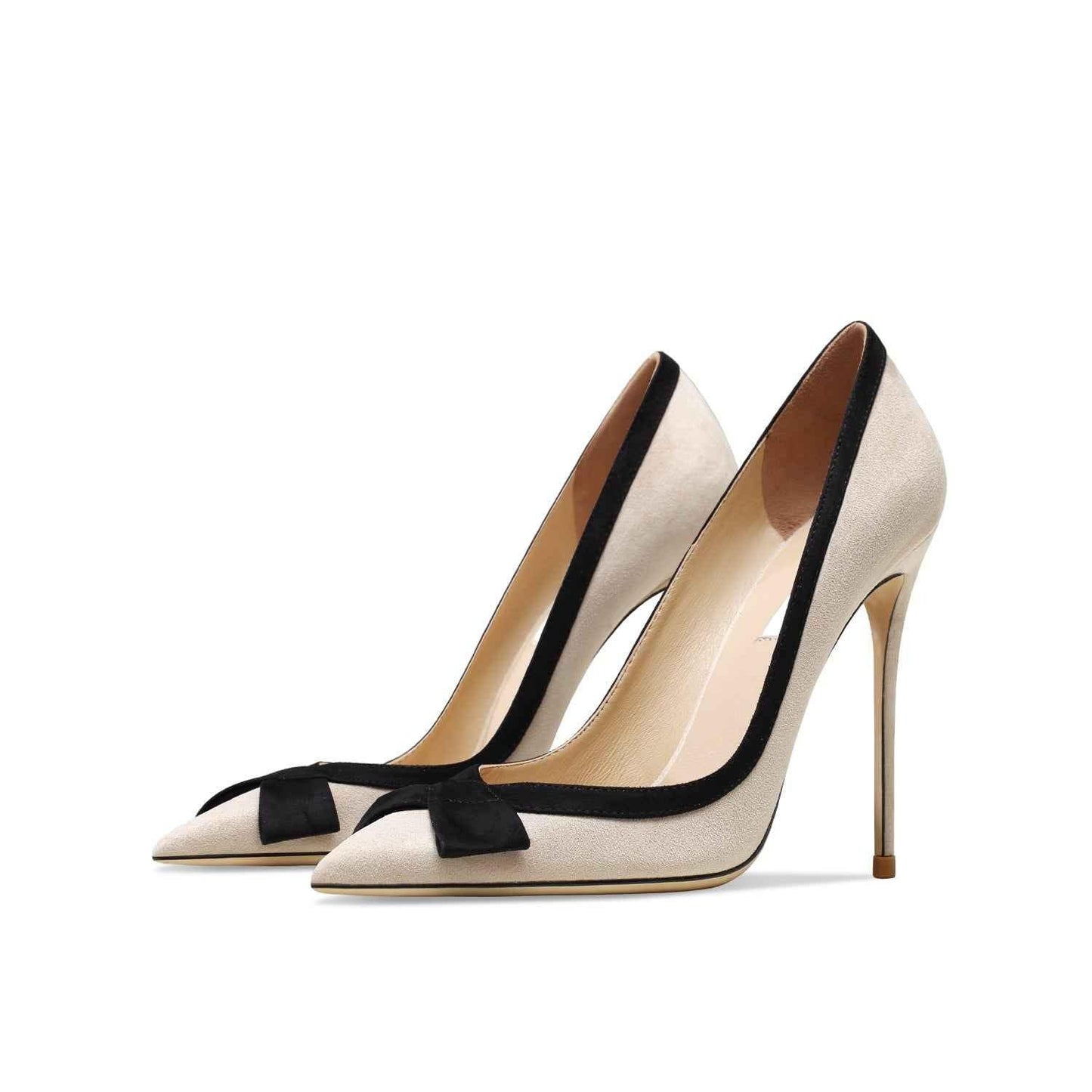 Women's Pointed French Versatile Heels Apricot suede