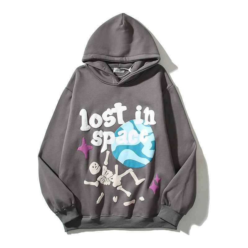 American high street graffiti letter print round neck hoodie for men and women | MuddyStpck Originals MuddyStock