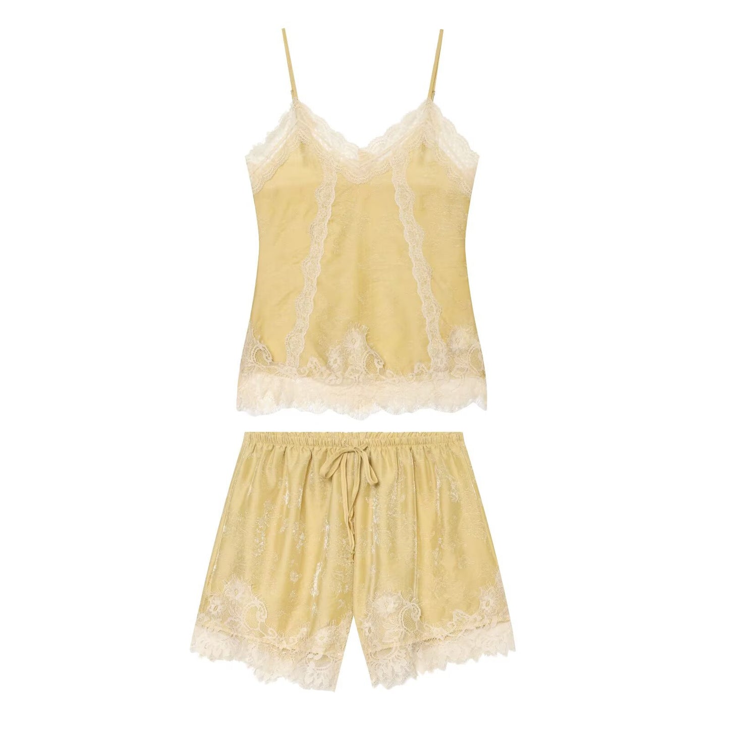Lace Jacquard Top+Lace Shorts Set For Women | MuddyStock Originals