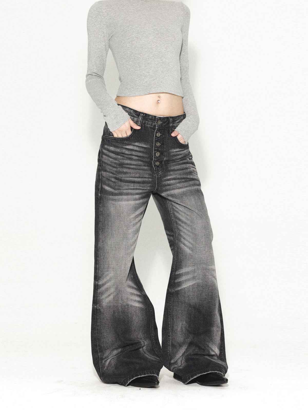 Retro Zipped Five Button Jeans For Men And Women