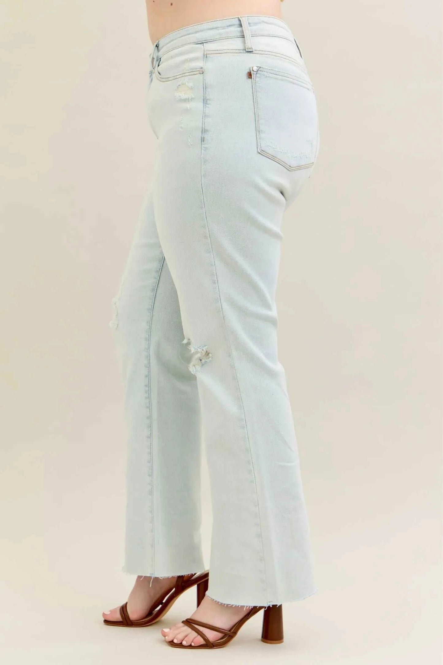 Judy Blue Full Size Destroy & Fray Hem Bootcut Jeans For Women Trendsi