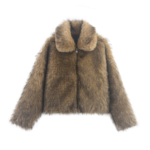 Fur integrated jacket for women | MuddyStock Originals Brownish-brown
