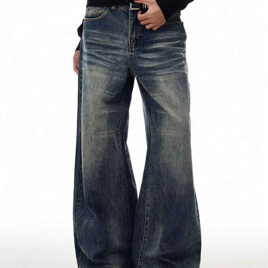 Straight-leg Loose-fit Jeans For Men Blue