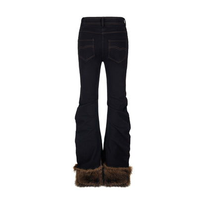 Bent blade pleated splicing slim fit flared jeans for women | MuddyStock Originals