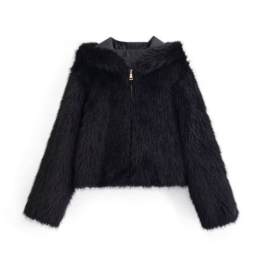 Faux fur hooded jacket for women | MuddyStock Originals