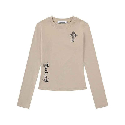 Women's Spring New Slim Fit Short Top | MuddyStock Originals Oatmeal color