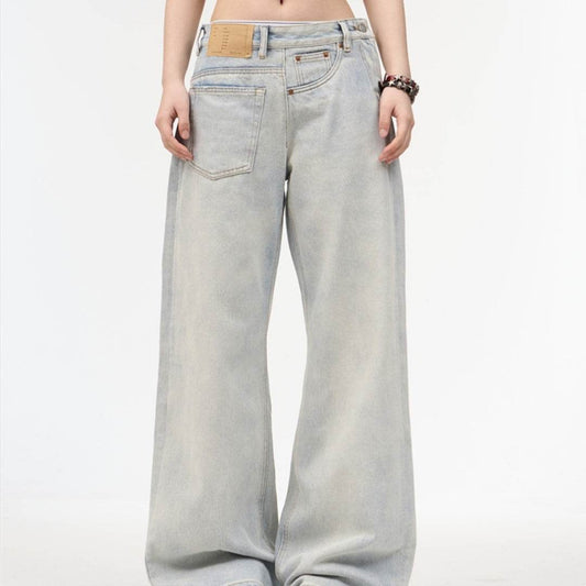 Women's Loose Retro Washed Light Colored Jeans MuddyStock