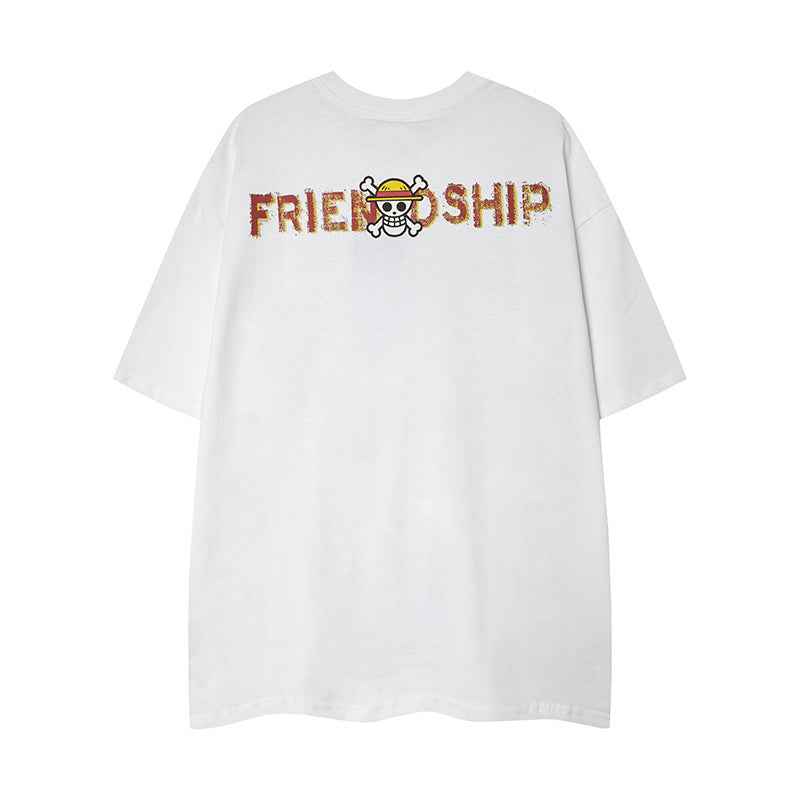 Washed Cartoon Anime Luffy Printed Short Sleeve T-Shirt For Men | MuddyStock Originals eprolo