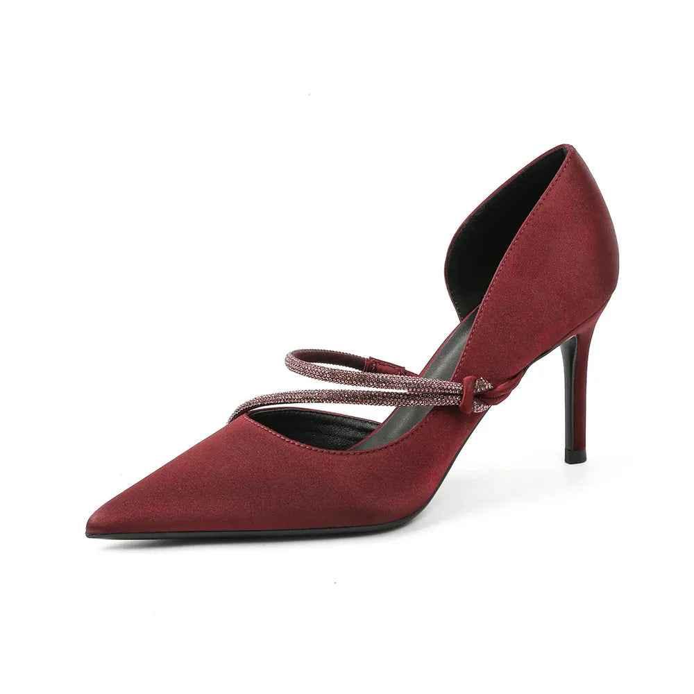 Pointed Toe High Heel Pumps Burgundy