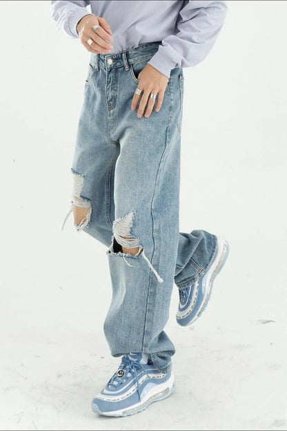 Distressed Wide Leg Jeans with Pockets For Men | MuddyStock Originals