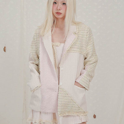 Women's Knit Panel Wool Oversized Blazer MuddyStock