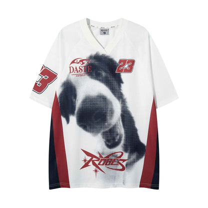 Pixel dog print short sleeved shirt White