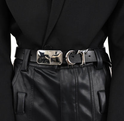 Metal Irregular Stitching Design Trendy Belt Men And Women