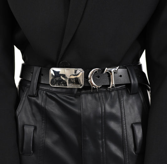 Metal Irregular Stitching Design Trendy Belt Men And Women