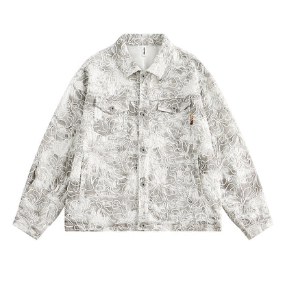 Tie-dye Gradient Loose Jacket Men's And Women's High Street Gray White All Products