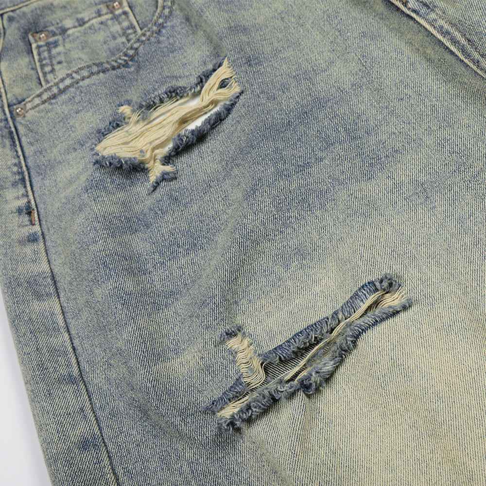 Ripped denim cropped pants for women | MuddyStock Originals