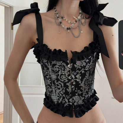 Splicing bow tie slimming camisole top for women | MuddyStock Originals MuddyStock