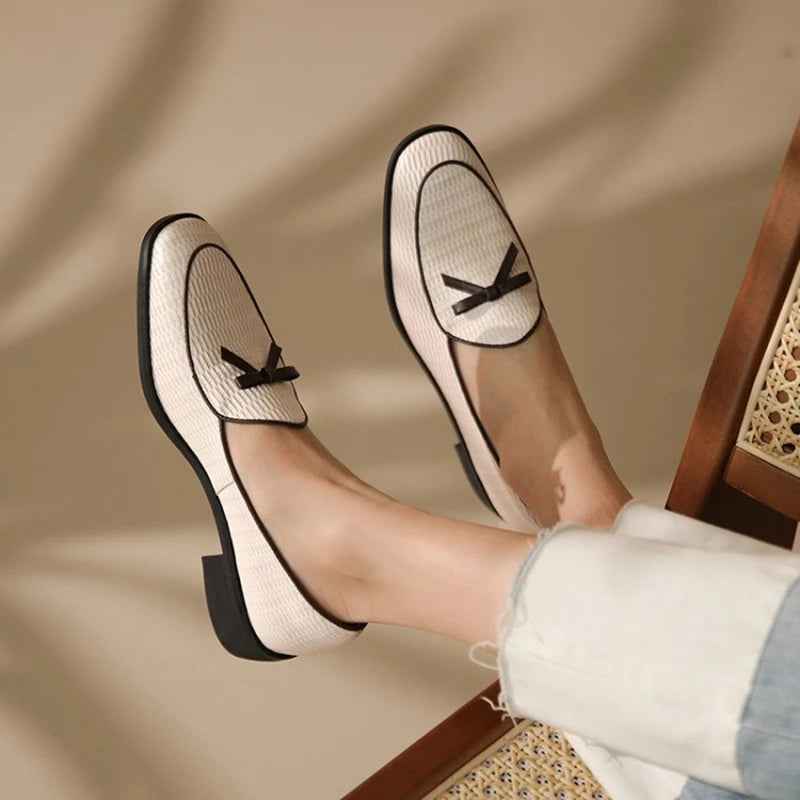 Women Round Toe Casual Bow-knot Low Heel Loafers