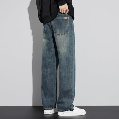 Retro Nostalgic Straight Jeans For Men Retro Blue MuddyStock