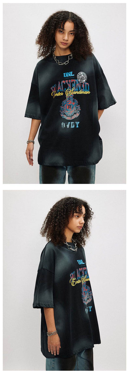 Retro Distressed Design Printed Short Sleeve For Men And Women MuddyStock