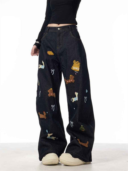Sausage Dog Patchwork Jeans For Women MuddyStock