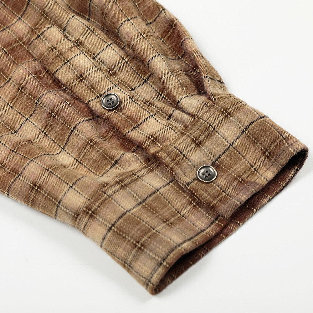 Color blocking checkered patchwork fringed shirt for men | MuddyStock Originals