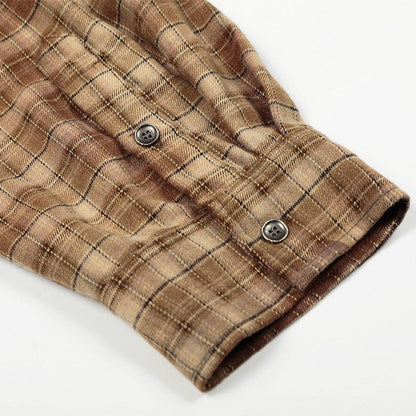 Color blocking checkered patchwork fringed shirt for men | MuddyStock Originals