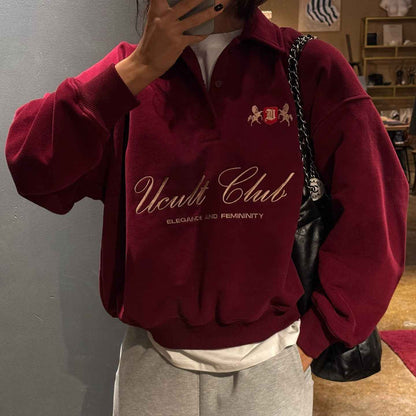 Letter Embroidered Pullover Sweatshirt For Men And Women MuddyStock