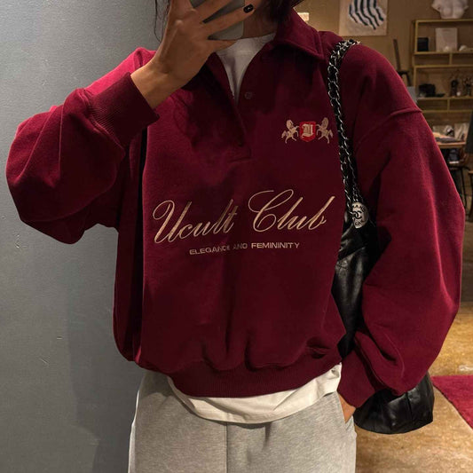 Letter Embroidered Pullover Sweatshirt For Men And Women MuddyStock