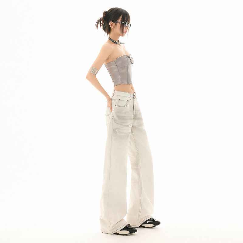 Loose Casual Wide-Leg Straight Leg Jeans For Women | MuddyStock Originals MuddyStock