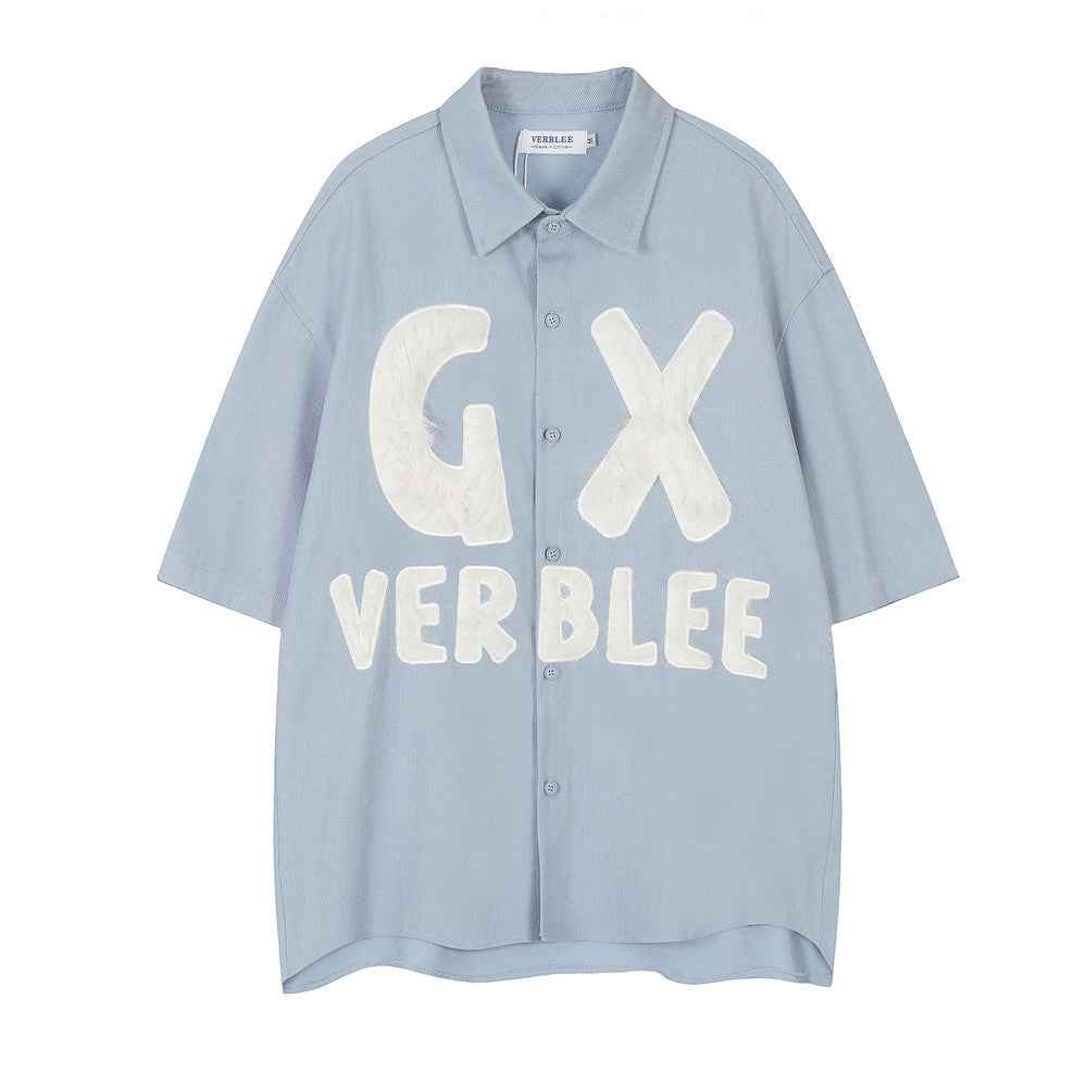 Loose Casual Polo Collar Summer Shirt For Men Blue