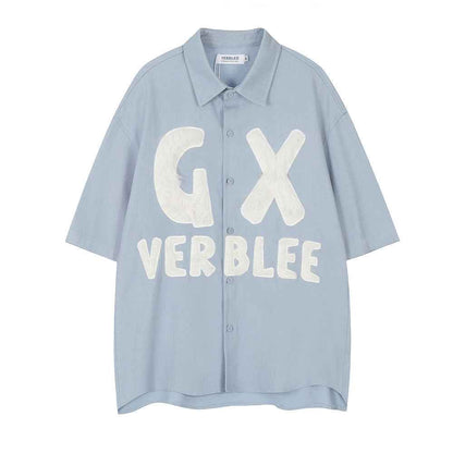 Loose Casual Polo Collar Summer Shirt For Men Blue