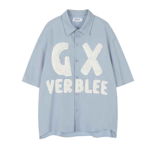 Loose Casual Polo Collar Summer Shirt For Men Blue