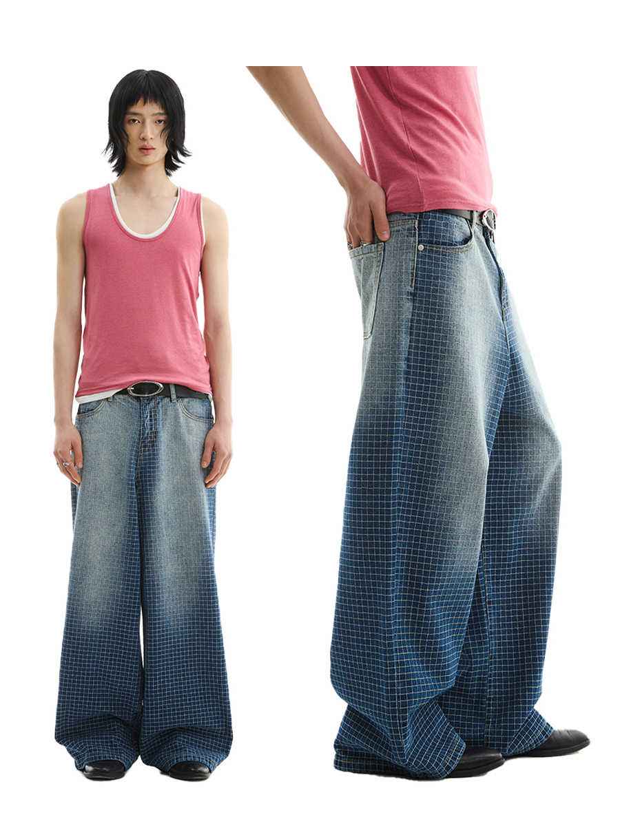 Gradient Blue Straight Jeans For Men And Women