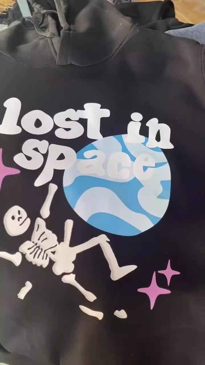 American high street graffiti letter print round neck hoodie for men and women | MuddyStpck Originals MuddyStock