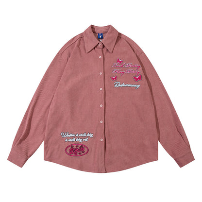 Letter Butterfly Loose Cool Shirt For Women FY5803 Pink