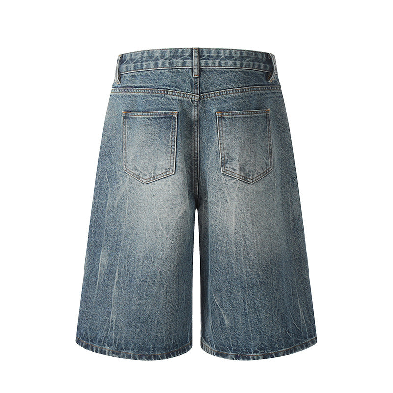 Make old blue lightning denim shorts