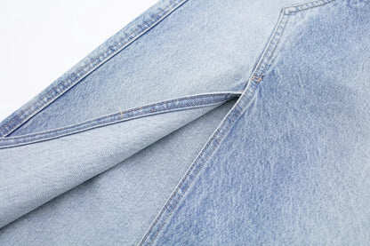 Women's Front Slit Long Denim Skirt | MuddyStock Originals
