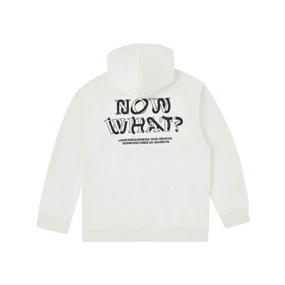 Fleece-lined Printed Hoodie For Men And Women White MuddyStock