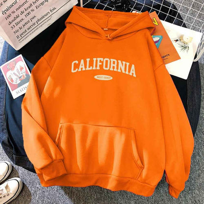 Street Pocket Round Neck Hoodie For Men And Women Orange MuddyStock