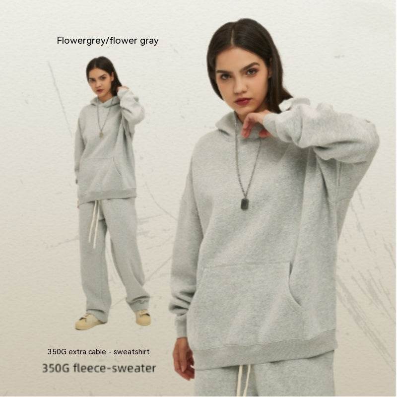 Thick Hooded Trendy Sweater For Men And Women Flower Gray MuddyStock