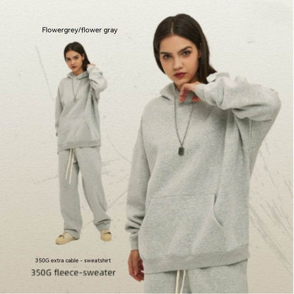 Thick Hooded Trendy Sweater For Men And Women Flower Gray MuddyStock