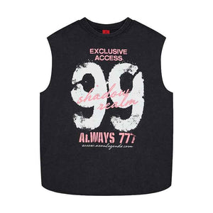 99 printed wide shoulder vest for women | MuddyStock Originals Black