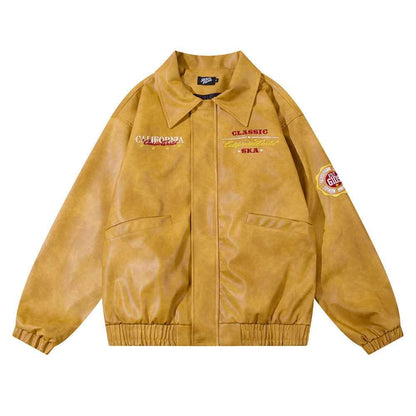 Men's American Embroidery Letters Motorcycle Jacket MuddyStock