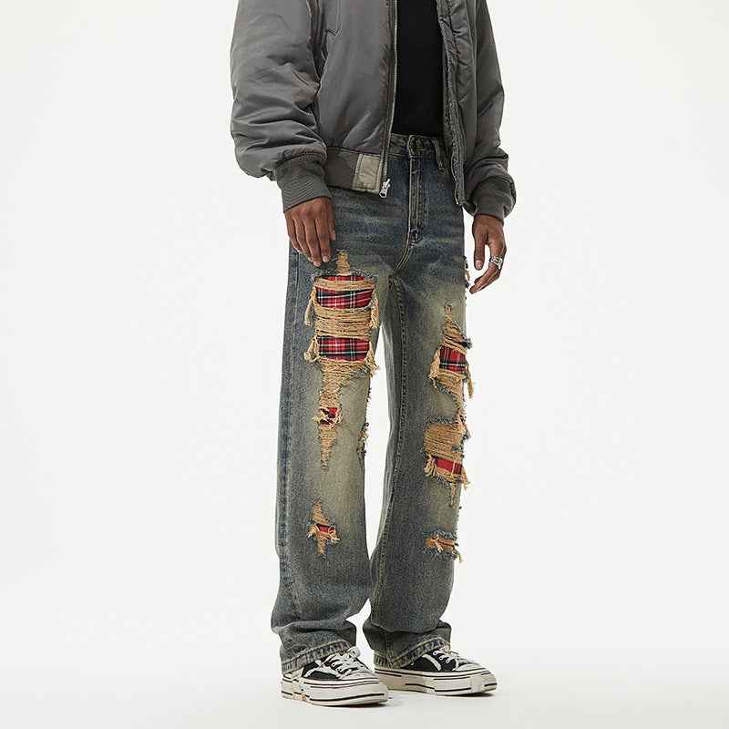 Washed Loose Casual Straight Jeans For Men MuddyStock