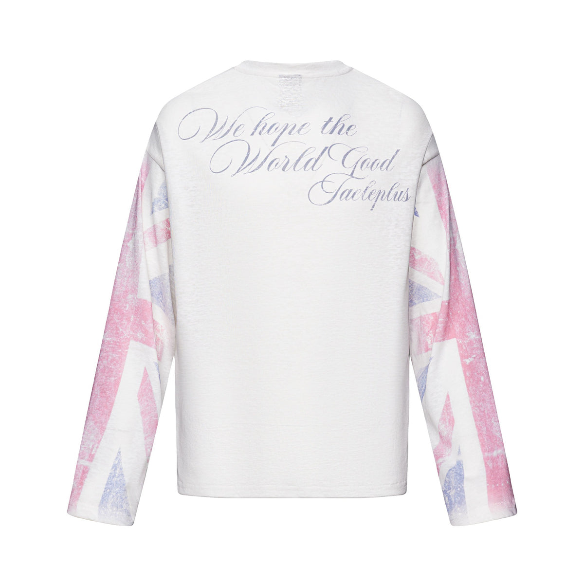 Union Jack Print Long Sleeve Round Neck Loose Fit Crewneck T-Shirt