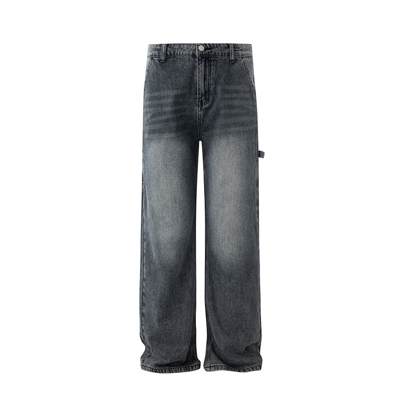 Casual Style Workwear Style Denim Material Straight Leg Wide Leg Clean Fit Pants eprolo